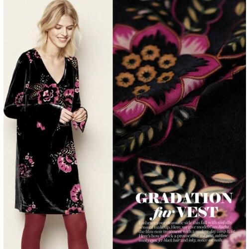 Custom spring and summer models Burnt-out silk velvet fabric Silk clothing cheongsam dress fabric Burnt-out velvet silk fabric