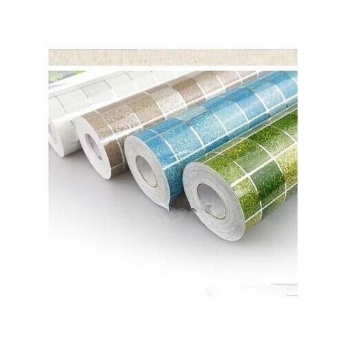 45x200cm Mosaic Aluminum Foil Self adhensive Anti Oil waterproof Wallpaper for Kitchen High Temperature resistant sticker