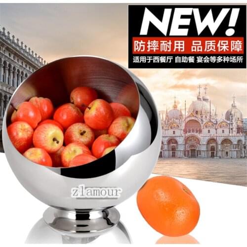 High-grade Stainless steel bevel Bowl Spherical spice jar cruet fruit bowl bar tools catering buffet product