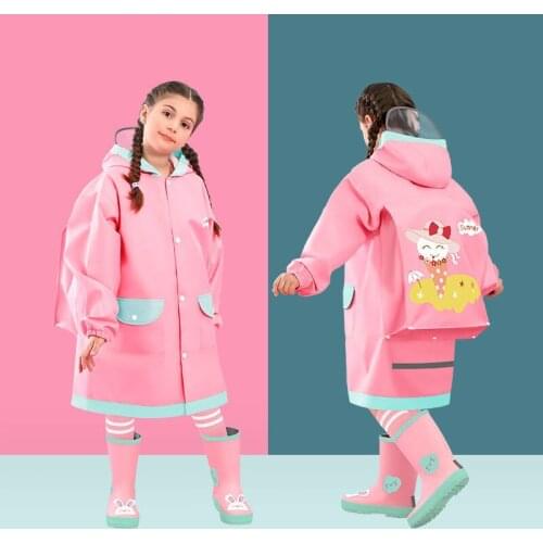 School Kids Raincoat Cute Capa De Chuva Infantil Waterproof Children Rain Coat Cover Poncho Rainwear Hooded Jaqueta Impermeable