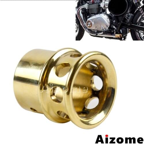 Old School Motorcycle Brass Exhaust Muffler Pipe Tip 1-3/4" Cafe Racer Drilled Exhaust Tips For Harley Scrambler Cruiser Bobber