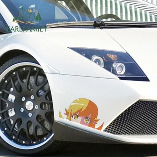 EARLFAMILY for 26cm x 14.8cm Shinobu Monogatari Peeking Car Stickers Window Motorcycle Car Truck Vinyl Scratch-proof Decal