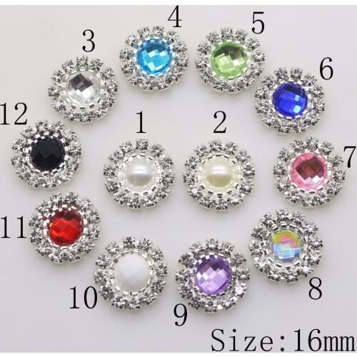 High quality 2017 New 16MM lvory pearl button silver metal Rhinestone Acrylic button DIY apparel Invitation Wedding Decoration