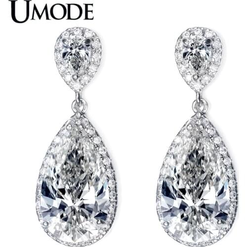 UMODE White Gold Color Top Quality AAA+ Cubic Zirconia Drop Earrings For Women Brinco Fashion Summer Jewelry AUE0034