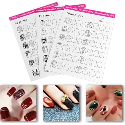 2 Sets/24pcs Blank Nail Art Training Cards Practice Lines Drawing Painting Template Manicure Training Cards Salon Training Cards