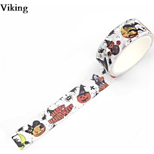20pcs/set 15mmX5m Halloween Washi Tape Cartoon Masking Tape Cool Pumpkin Bat Print Adhesive Tapes Stationery Tapes Gift G0580