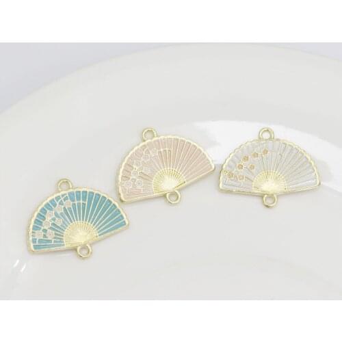 20Pcs Vintage Classic Charm Enamel Fan Pendant Necklace Fit DIY Bracelet Jewelry Making Decoration Fashion Accessories Gifts