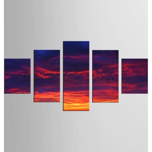 5 Pieces Picture Painting Wall Art Room Decor Print Poster rosy clouds Pictures for Living Room Canvas Painting Unframed