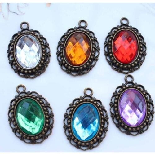 50pcs zinc alloy Cabochon Cameo Setting Frame with 13x18 crystal gem glued on Oval Antique gold Victorian Filigree Edg