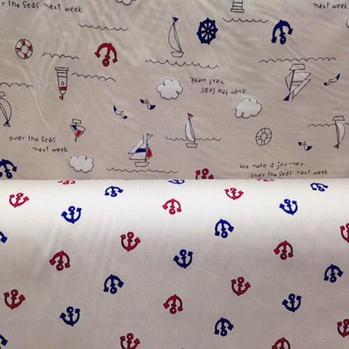 50x40cm Anchor Design Grey Cotton Fabric Bundle For DIY sewing Doll Cloth