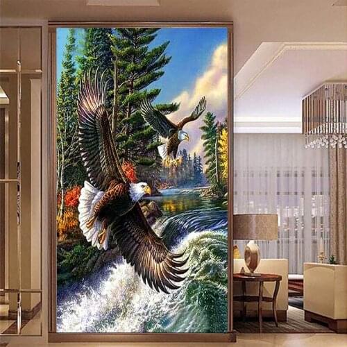 5D Diy Diamond Painting Eagle Full Square Round Drill Diamond Embroidery Mosaic Animals Christmas Decoration Wall StickerZP-3808