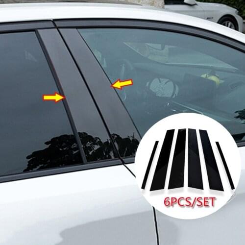 6 Pcs Set Car Sticker Window Decoration Strip PC Plastic Black For Mazda 6 2004-2015 Pillar Cover Car Sticker Dropshipping