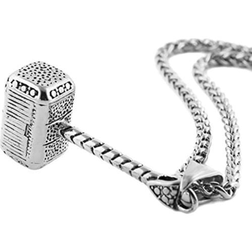 HZMAN Thor Nordic Viking Mens and Womens Stainless Steel Jewelry Necklace Pendant Multiple Colors Optional 22 + 2 Inch Chain