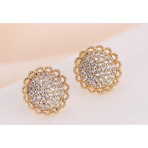 DE181 Fashion Exquisite Elegant 4A Zircon Geometry Flower Ear Stud GIRLS Gift Party Banquet WOMENS Jewelry Earrings 2021