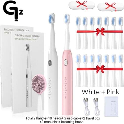GeZhou Electric Toothbrush Rechargeable IPX7 Waterproof Sonic Toothbrush 5 Mode Travel Toothbrush with Clean face brush