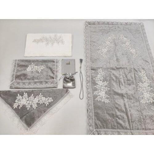 French Filet Lace Velvet Prayer Team Bundle Set Gray