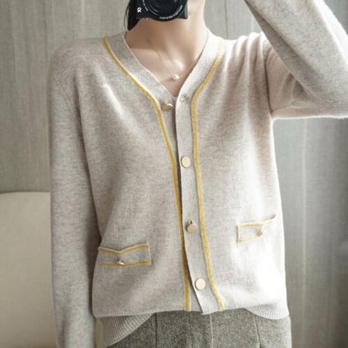 Autumn And Winter New Women Sweater Pure Wool Soft Single Breasted Cardigan V-Collar Wool Sweaters Fashion Comfortable Soft Coat