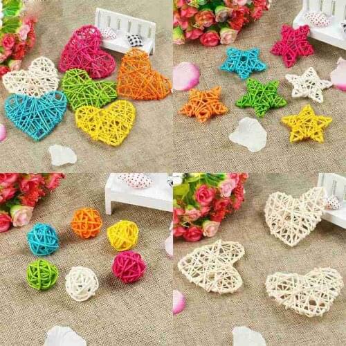 Colorful Rattan Ball Wedding Party Love Valentines Day Decor DIY Home Table Decoration 6/10pcs Rattan Heart Sepak Takraw