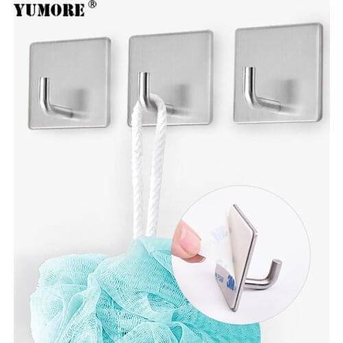 YUMORE Robe Hook Door Wall Towel Hook for Bathroom 304 Stainless Steel Coat Rustproof Hook Hanger for Kitchen Hardware