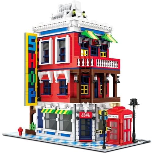 Wange New 6311 2332pcs Street View Series Corner Store education DIY Building Blocks Bricks assembly Toys For Children