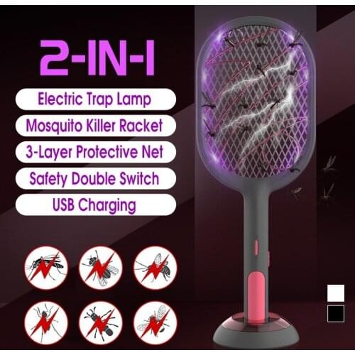 2020 New Summer Mosquito Bug Zappers Battery Power Electric Fly Swatter Trap Bug Zappers Racket Insects Killer Home Bug Zappers