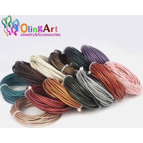 OLINGART 2mm 10M/lot Round pearl Genuine pearls Cord/rope/Wire/string DIY Bracelet necklace Jewelry making Leather Cords 2019