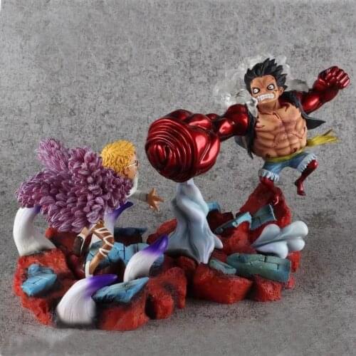 One Piece Anime Monkey D Luffy VS Doflamingo Mingo Battle Boxed PVC Action Figure Collection Model Dolls Toy
