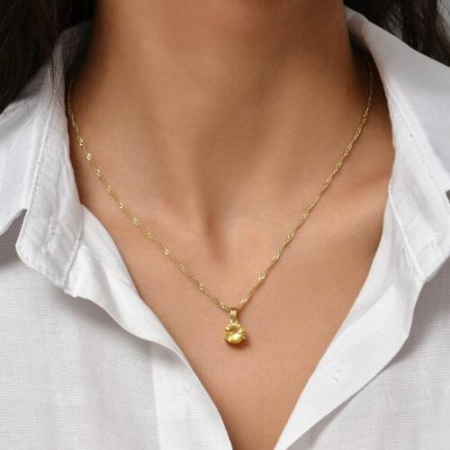 Necklaces Designed for Women Handmade Necklaces Champagne Color Prong Set Cubic Zirconia Prom Party To Send Friends Fashion Gift