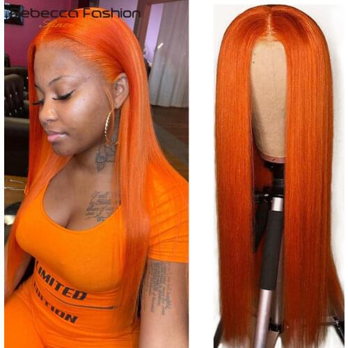 Rebecca Human Hair Wigs Blonde Lace Front Wig For Women Straight Bob Wig 4X4 Lace Closure Gold Brazilian Wigs Orange Cosplay Wig