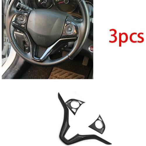 Fit for 2016-2020 Honda HR-V Carbon Fiber Steering Wheel Button Frame Trim 3pcs Car modification Auto parts