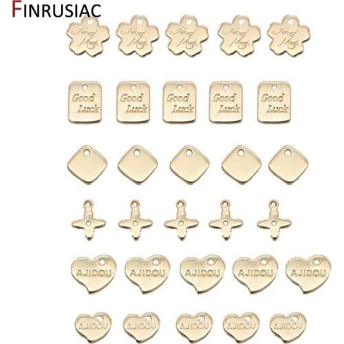 14k Gold Plated Copper Metal Small Flower Heart Pendants Charms For Jewelry Making DIY Earrings Necklace Bracelet Components