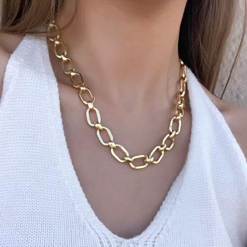 Flashbuy Punk Curb Cuban Thick Chain Choker Necklace Women Male Chunky Gold Silver Color Necklace Minimalist Hip Hop Jewelry