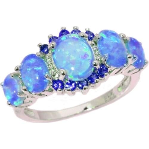 Luxury Gorgeous Women Jewelry Imitation Opal Bridal Rings for Wedding Engagement Set Gifts