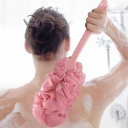 Fashion New Long Handle Hanging Soft Mesh Back Body Bath Shower Scrubber Brush Sponge For Bathroom Hot Sale Shower Brush