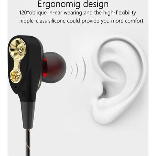 S1 Stereo Wired Earphone In-ear Headset Earbuds Bass Dual Drive Earphones For iPhone Samsung Huawei Xiaomi