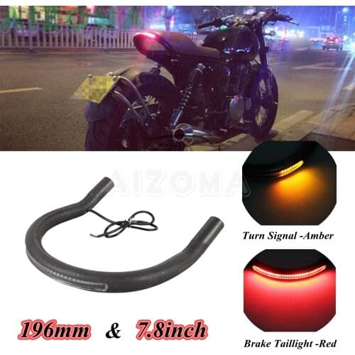 Motorcycle Rear Seat Frame Loop Hoop w/ LED Brake Signal Tail Light For Harley Yamaha BMW Triumph Scrambler Cafe Racer Unviersal