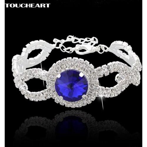TOUCHEART Luxury Bbrand Crystal Bracelets & Bangles For Women Stainless Steel Wedding Jewelry Silver Bracelet Femme SBR140395