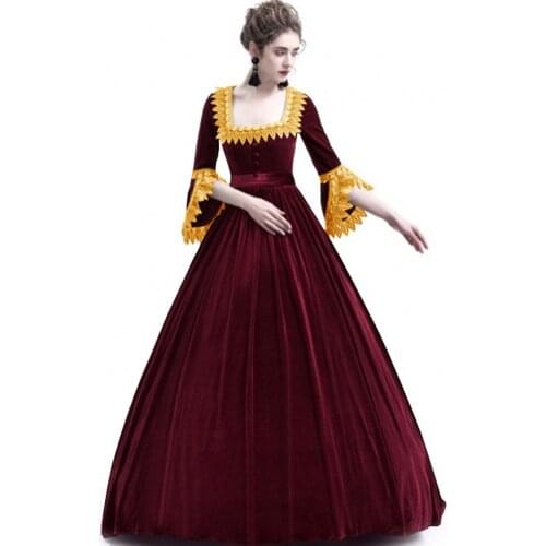 Medieval Renaissance Costume Women Dress Halloween Party High Waist Skirts Court Costumes Adult Vintage Gown Tube