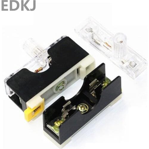1pcs FS-101 Din Rail Mount Single Pole Fuse holder with light box 6X30mm 10A 250V Fuse Holder Glass fuse tube fuse casing
