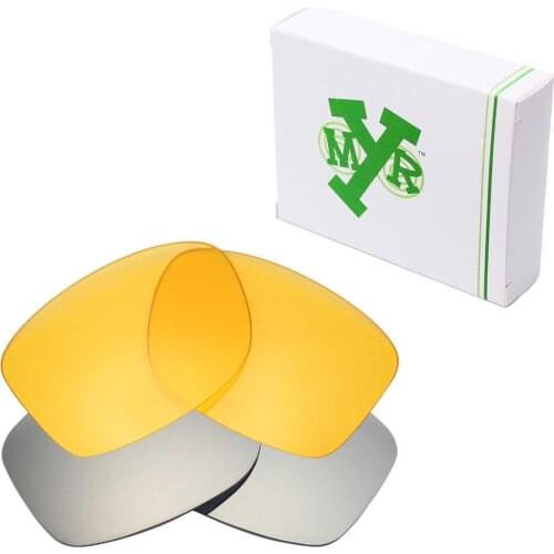 2 Pairs Mryok Replacement Lenses for Oakley Jupiter Squared Sunglasses Silver Titanium & HD Yellow