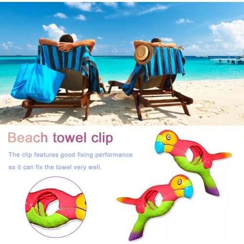2PCS Towel Clips Parrot Bird Plastic Beach Clothes Clip Quilt Socks Hanger Clips Plastic Clothespin Black Laundry Standard