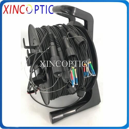 250Meter SMF,8C,G657A1,TPU/LSZH 5.0mm 8Core Armored Black Cable,2 PDLC/UPC(4Fibers) Fiber Optic Patch Cord,250M With PCD380 Reel