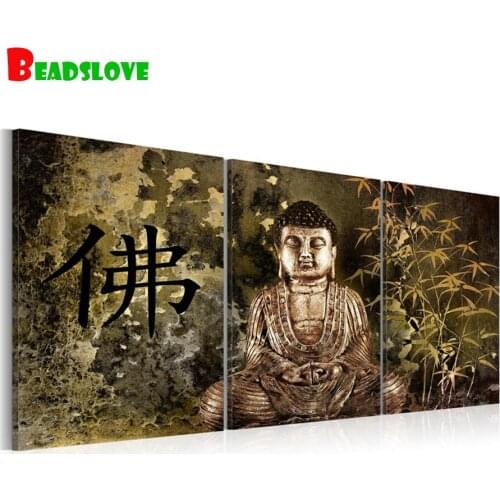 3 pcs diy diamond painting Zen Buddha hand stone diamond embroidery full square round diamond mosaic rhinestone painting