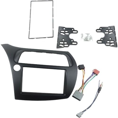AU05 -For Honda Civic Double Din Fascia Radio Dvd Stereo Cd Panel Dash Mounting Installation Trim Kit Face Frame Bezel with Wire