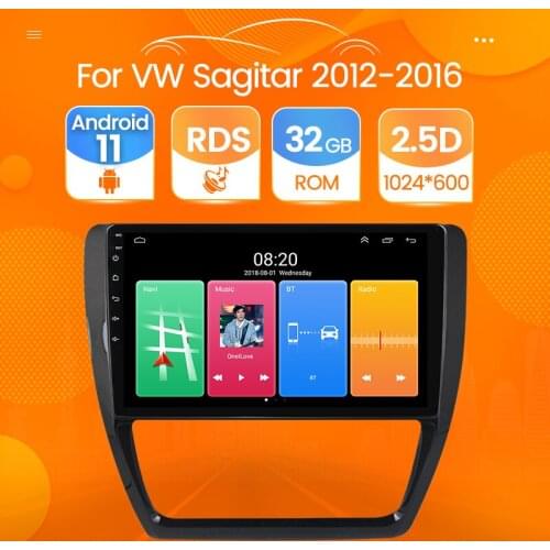 2DIN 2+32G Android 11 Version Car Radio Multimedia Video Player for Volkswagen VW Sagitar Jetta Bora 2012-2016 GPS navigation BT