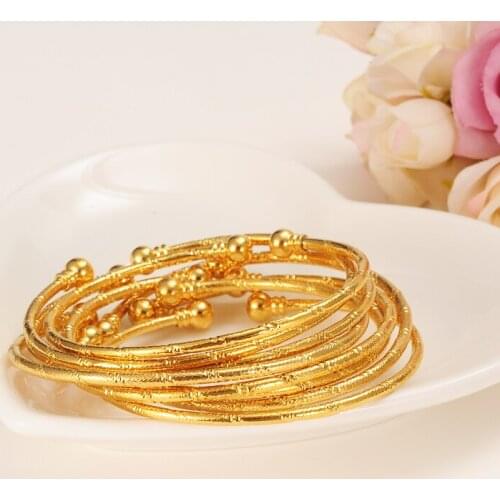 Bangrui Wholesale Gold Color Ethiopian bangle bracelet bangle African Women jewelry Gold Dubai big circle bangles