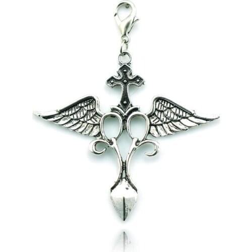 JINGLANG Free Shipping Fashion Lobster Clasp Charms Dangle Retro Alloy Wing Charms DIY Jewelry Accessories