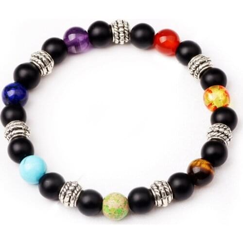 Natural Stone 7 Chakra Bracelet Men Healing Balance Beads Reiki Buddha Prayer Natural Stone Yoga Bracelet Women Men Jewelry