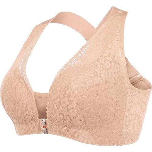 Front Closure Womens Lift Bra Extra-Elastic Large Criss Cross Shaping Posture Comfort Breathable Seamless Push up sujetador
