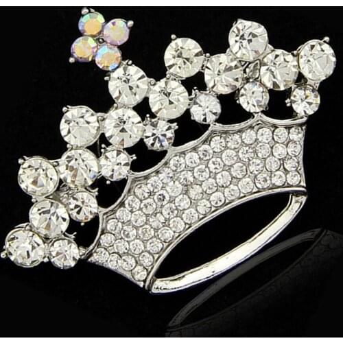 Elegance Crown Shape Brooch Rhinestone Hat Bag Costume Accessories Party Brooches Pin for Women Bouquet Wedding Jewelry XZ147